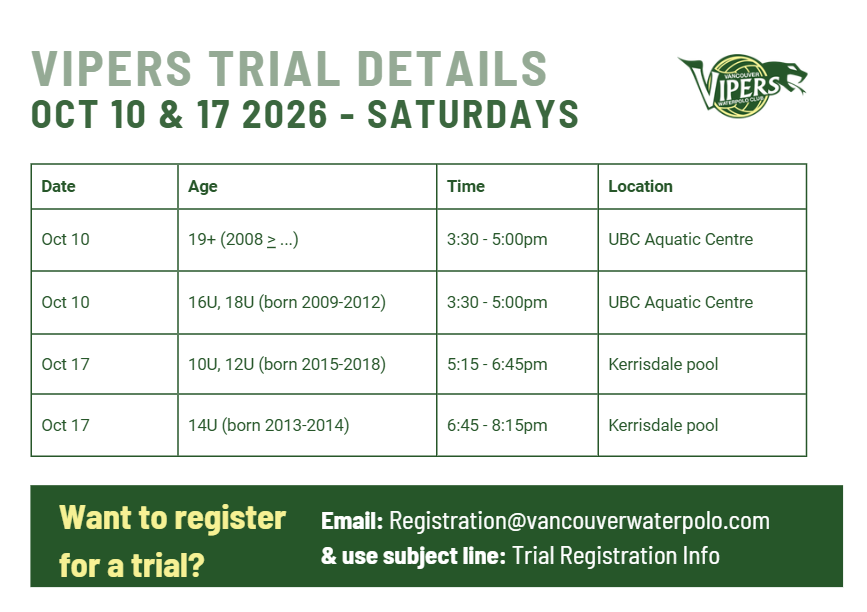 Saturday Oct 10 & 17 trial times & location flyer image